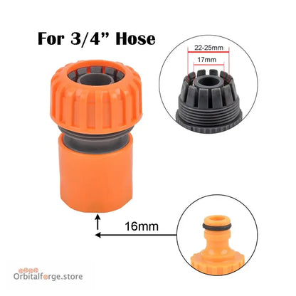 1/2’’ 3/4’’ 1’’ Garden Hose Quick Connector - Stopwater Plastic Coupler for Tap & Watering Gun - Q