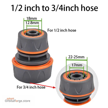 1/2’’ 3/4’’ 1’’ Garden Hose Quick Connector - Stopwater Plastic Coupler for Tap & Watering Gun - U