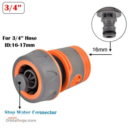 1/2’’ 3/4’’ 1’’ Garden Hose Quick Connector - Stopwater Plastic Coupler for Tap & Watering Gun - O