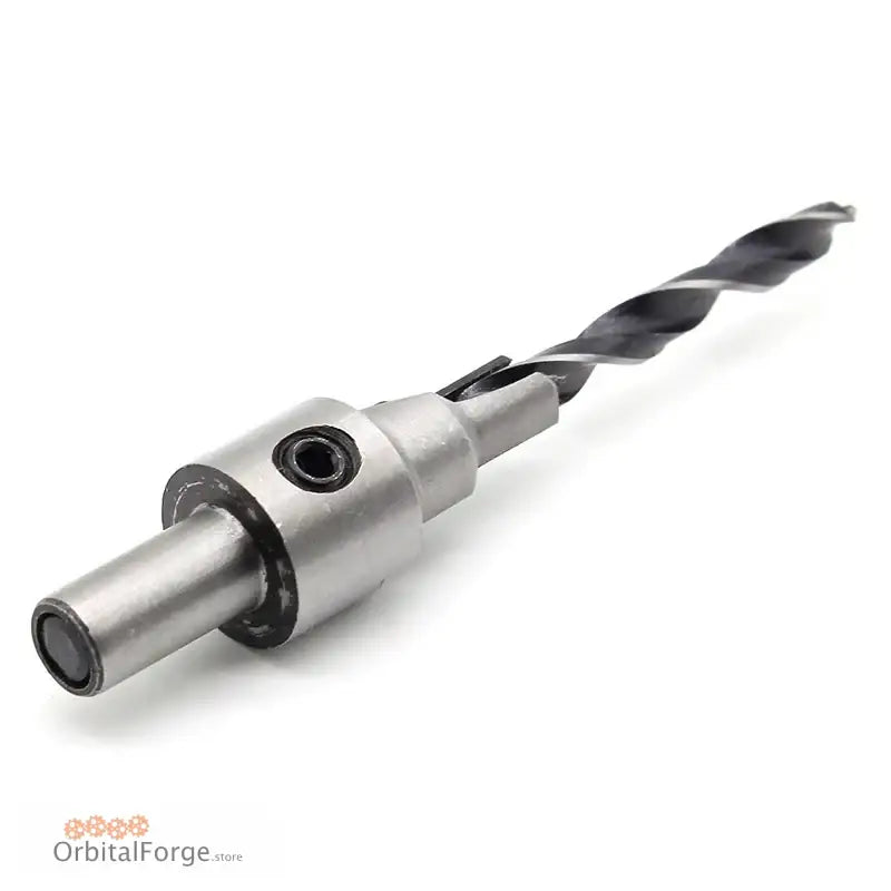 Metallic drill bit with cylindrical shank adapter from 2pc Countersink Pilot Drill Set