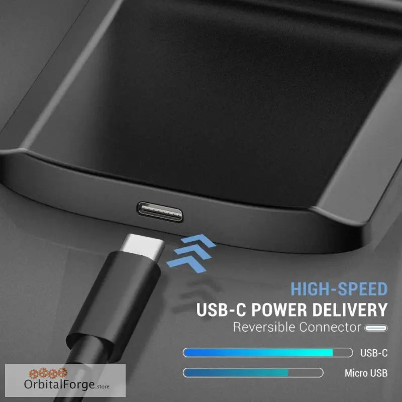 Black USB-C charging cable for 30W Wireless Charging Stand with LED Indicator