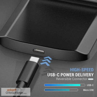 Black USB-C charging cable for 30W Wireless Charging Stand with LED Indicator