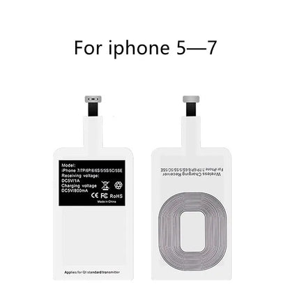 Wireless Charging Receiver for iPhone 5s/6/7 - Universal Micro USB & Type C Adapter for Samsung, Huawei, Xiaomi, 5W Fast Charge