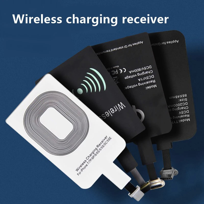 Wireless Charging Receiver for iPhone 5s/6/7 - Universal Micro USB & Type C Adapter for Samsung, Huawei, Xiaomi, 5W Fast Charge