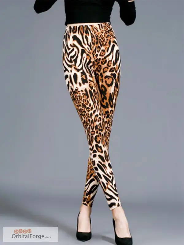 Animal Print Camouflage Leggings in mixed zebra and leopard pattern for casual wear