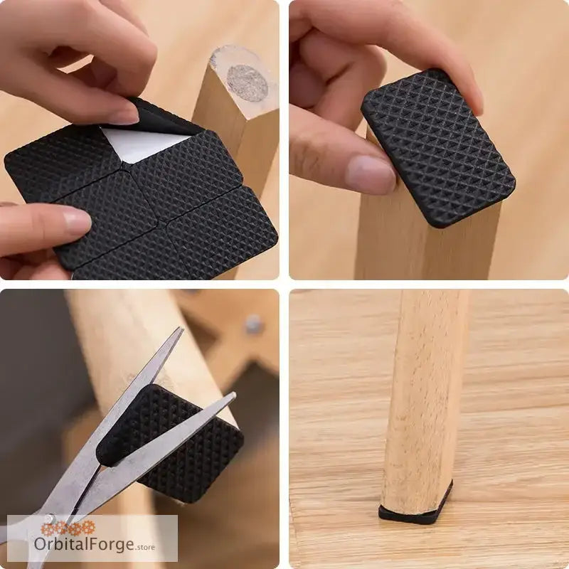 Black adhesive furniture pads.