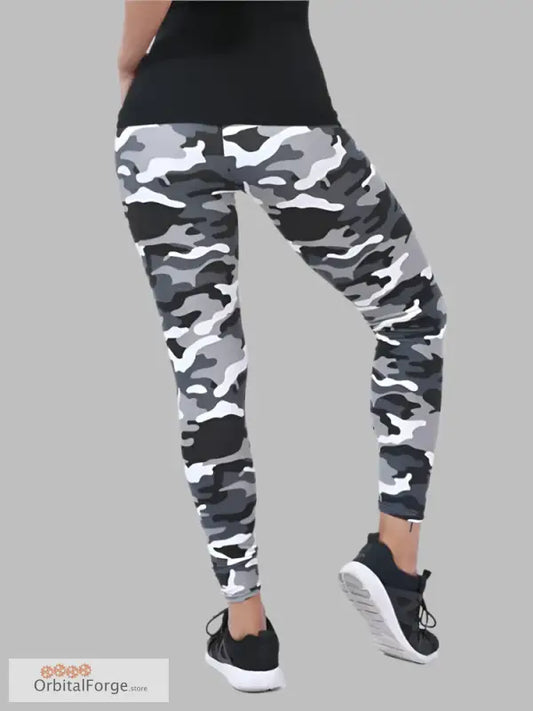 Black and white camouflage leggings for stylish and comfortable casual wear