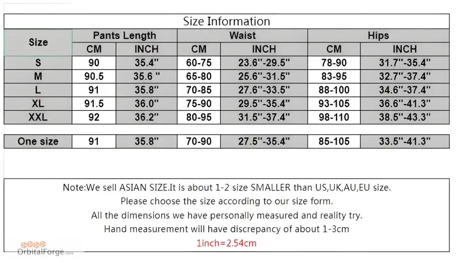 Size chart detailing measurements for Black and White Leopard Print Slim Stretch Camouflage Leggings