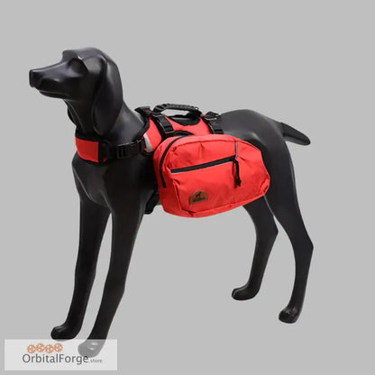 Black dog mannequin modeling a Black Dog Backpack Harness for outdoor adventures