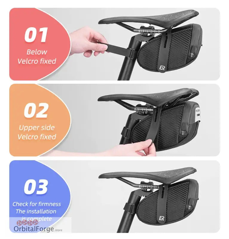 Black Saddle Bag with Shockproof 3D Shell and Reflective Design for bicycles