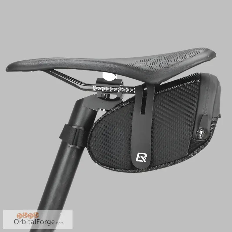 Black Saddle Bag with Shockproof 3D Shell and Reflective Design on bicycle seat post