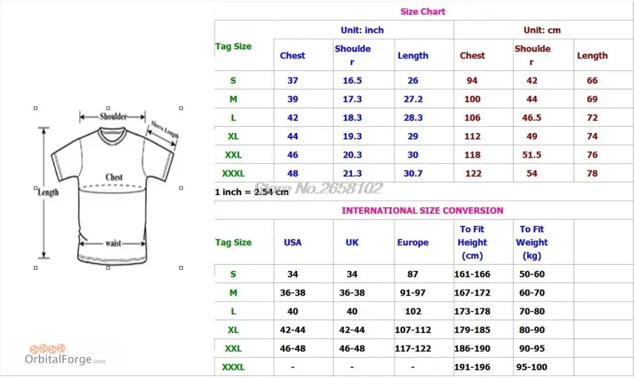 Size chart for Black Security T-Shirt for Event Staff with Double-Sided Print measurements