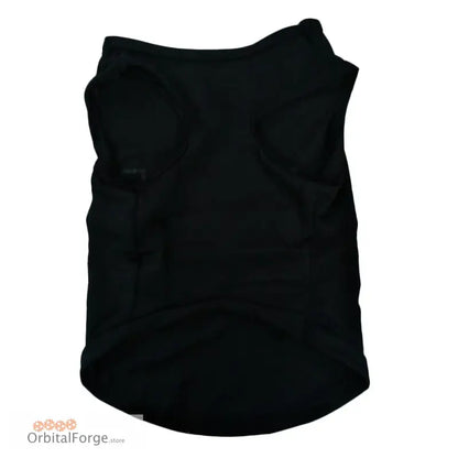 Plain black sleeveless shirt or tank top.