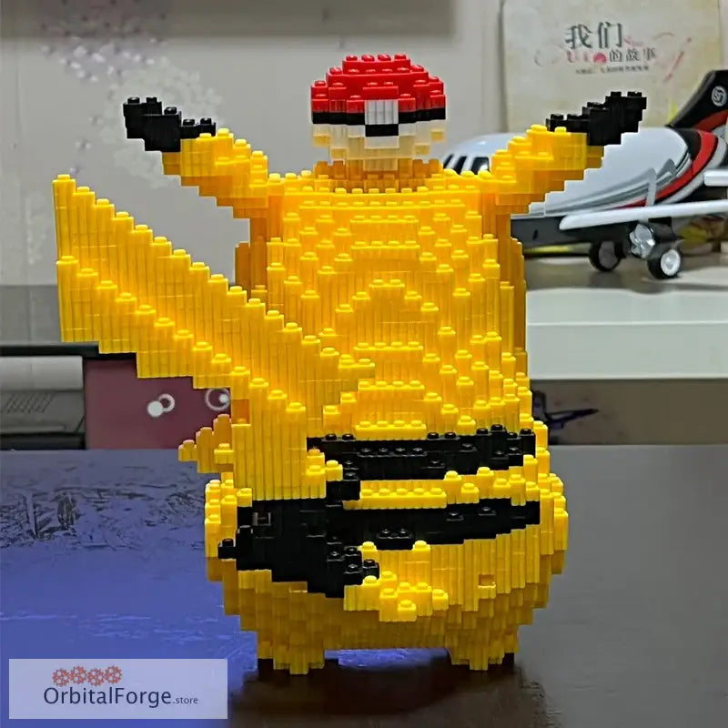 Lego Pikachu with a Pokeball hat.