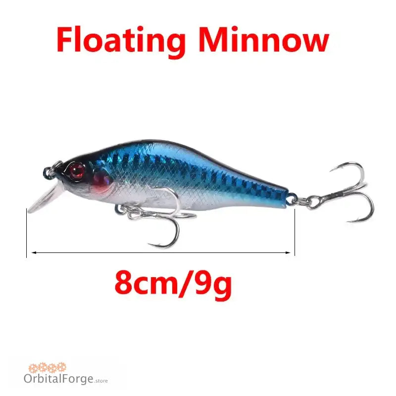 Blue and silver durable hard plastic fishing lure designed for predatory fish