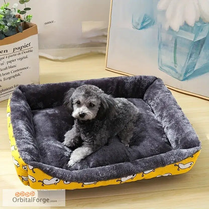 Blue Pet Dog & Cat Bed Sofa Mat - Breathable Printed Basket for Large Medium & Small Pets Cosy Indoor House