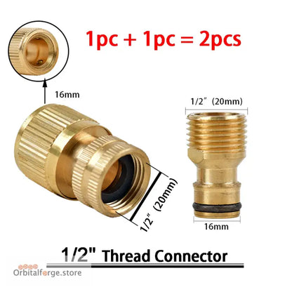 Brass Hose Quick Connector Fittings - 1/2’’ 5/8’’ 3/4’’ 1’’ Copper Thread Tap Adapter for Garden Watering - V