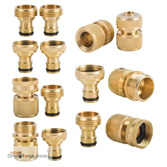 Brass Hose Quick Connector Fittings - 1/2’’ 5/8’’ 3/4’’ 1’’ Copper Thread Tap Adapter for Garden Watering