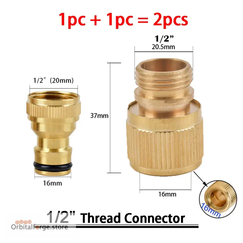 Brass Hose Quick Connector Fittings - 1/2’’ 5/8’’ 3/4’’ 1’’ Copper Thread Tap Adapter for Garden Watering - W