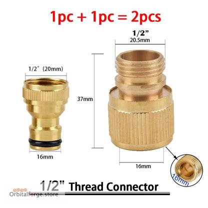 Brass Hose Quick Connector Fittings - 1/2’’ 5/8’’ 3/4’’ 1’’ Copper Thread Tap Adapter for Garden Watering - W