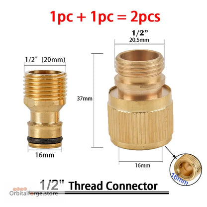 Brass Hose Quick Connector Fittings - 1/2’’ 5/8’’ 3/4’’ 1’’ Copper Thread Tap Adapter for Garden Watering - U