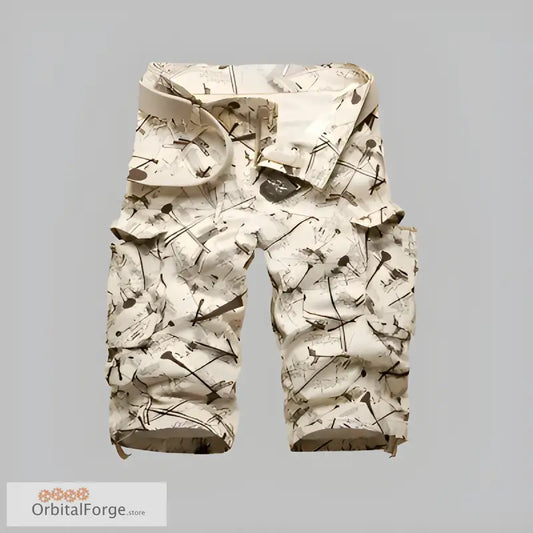 Breathable cotton cargo shorts in desert camo pattern for stylish casual wear