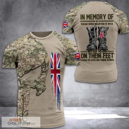 British Flag Graphic T-Shirt for Men - 3D Printed Field Camouflage Gym Tee High-Quality Lycra & Acetate Blend