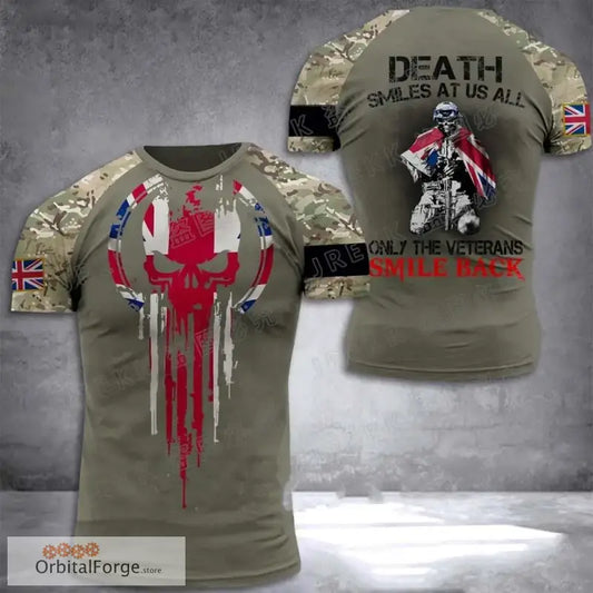 British Flag Graphic T-Shirt for Men - 3D Printed Field Camouflage Gym Tee High-Quality Lycra & Acetate Blend - CJ-460