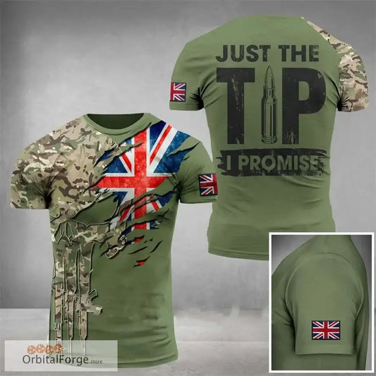 British Flag Graphic T-Shirt for Men - 3D Printed Field Camouflage Gym Tee High-Quality Lycra & Acetate Blend