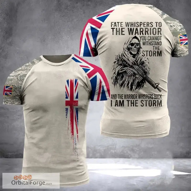 British Flag Graphic T-Shirt for Men - 3D Printed Field Camouflage Gym Tee High-Quality Lycra & Acetate Blend - CJ-459