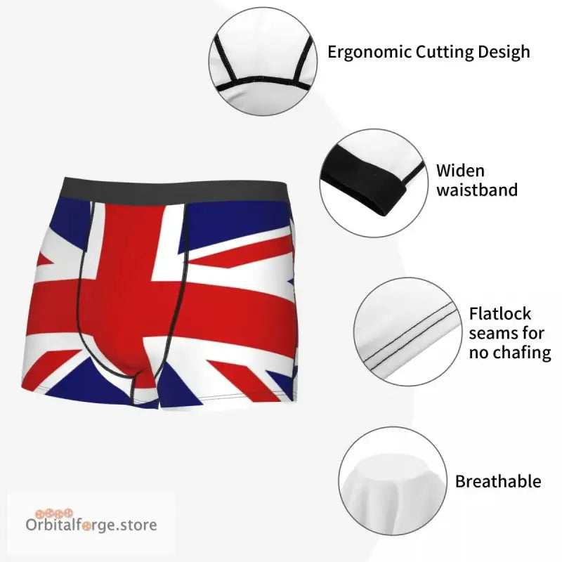 British Flag Men’s Boxer Briefs - Breathable Lycra Blend with Patriotic Print