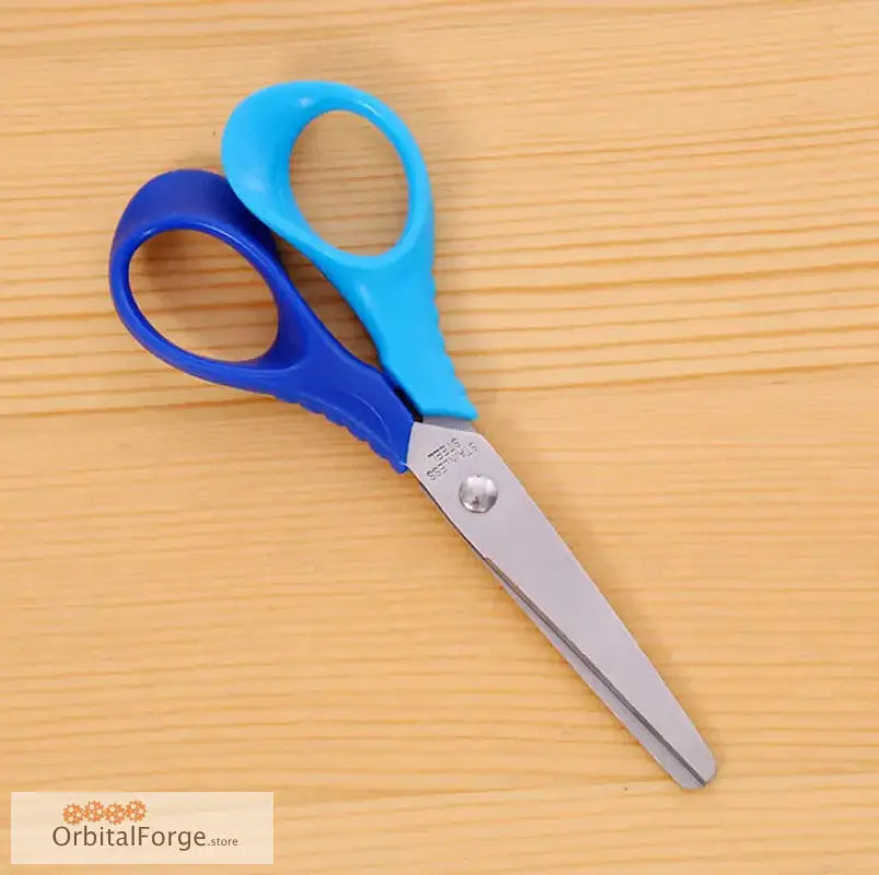 Children’s Round Head Safety Scissors - Plastic DIY Paper-Cutting Tool for Nursery & Art Projects - Green Blue