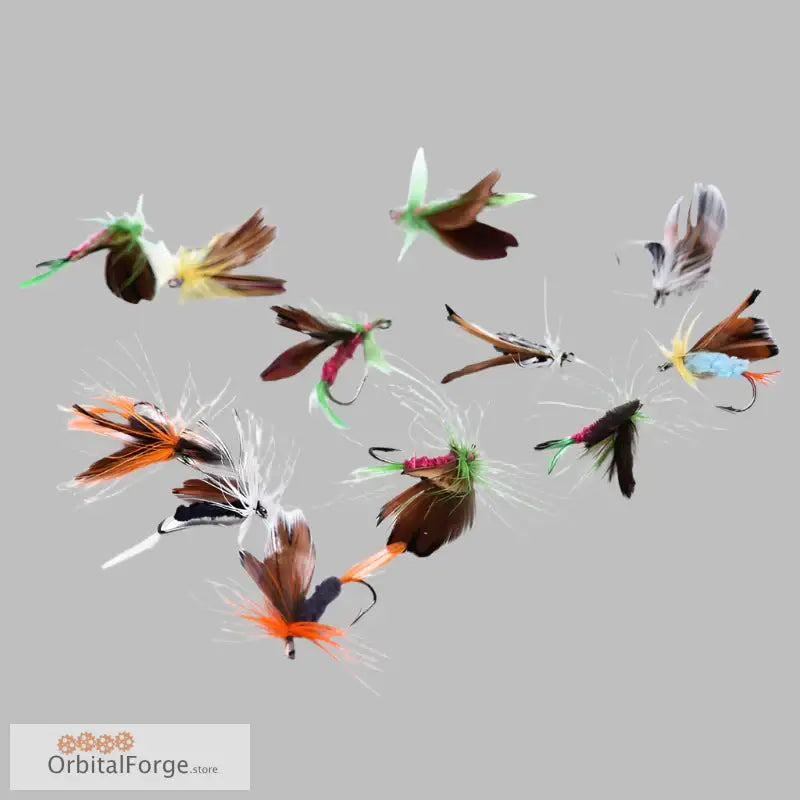 Colorful Fly Fishing Lures featuring durable steel hooks and feathers for optimal catch