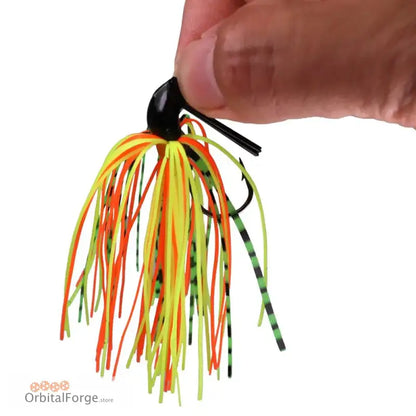 Fishing jig with colorful silicone skirt for Largemouth Bass fishing