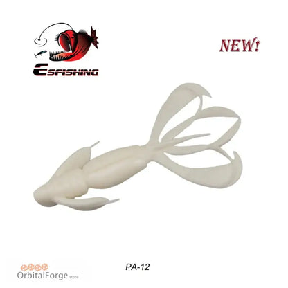 White soft plastic fishing lure shaped like a crawfish or crayfish.