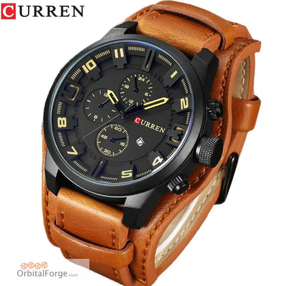 CURREN Quartz Movement Watch with Alloy Case and Leather Band