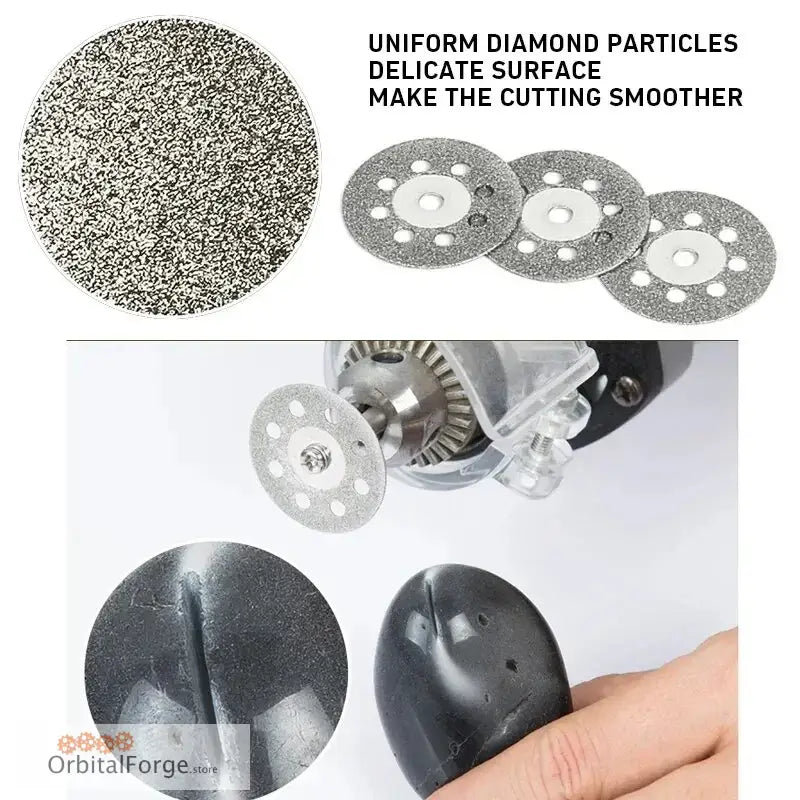 Diamond cutting discs.