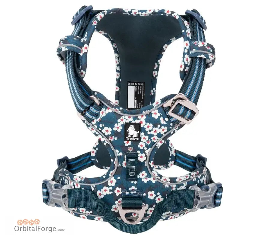 DogDog No Pull Dog Harness - Multiple Colours Reflective Nylon Adjustable Step-In Comfort for All Seasons - SAXONY BLUE