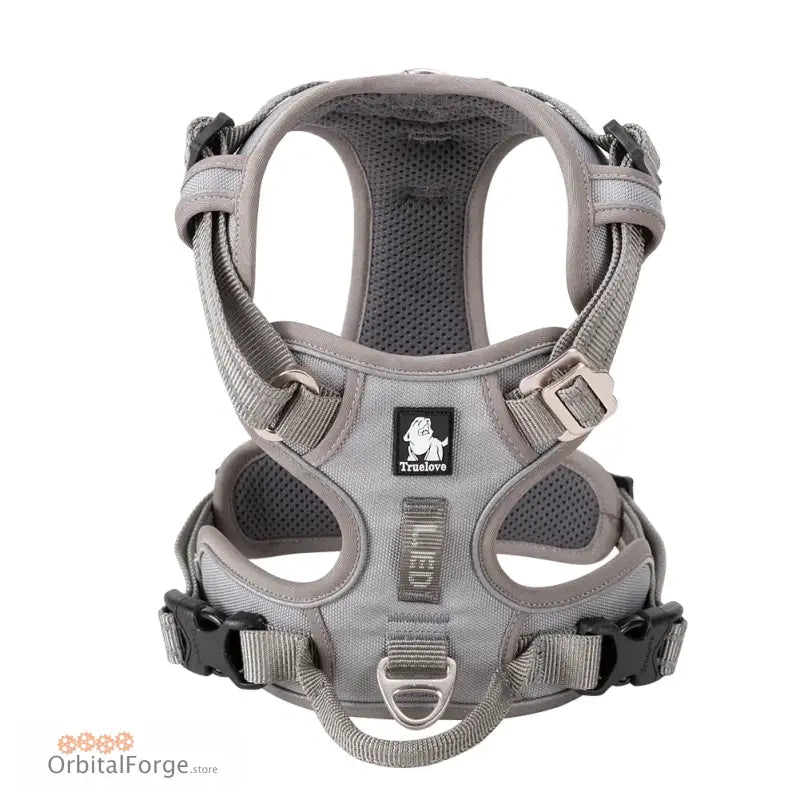 DogDog No Pull Dog Harness - Multiple Colours Reflective Nylon Adjustable Step-In Comfort for All Seasons - GREY / XL