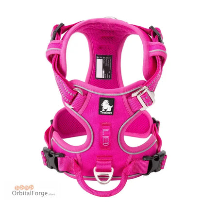 DogDog No Pull Dog Harness - Multiple Colours Reflective Nylon Adjustable Step-In Comfort for All Seasons - FUCHSIA