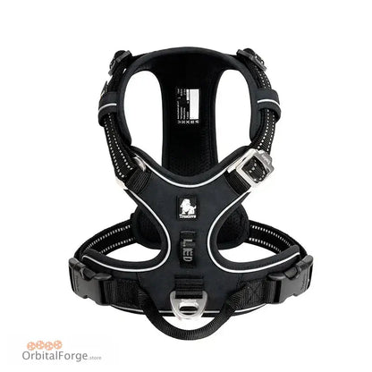 DogDog No Pull Dog Harness - Multiple Colours Reflective Nylon Adjustable Step-In Comfort for All Seasons - BLACK 1 / L