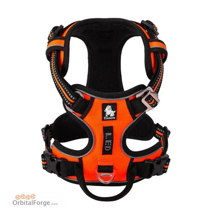 DogDog No Pull Dog Harness - Multiple Colours Reflective Nylon Adjustable Step-In Comfort for All Seasons - ORANGE / XS