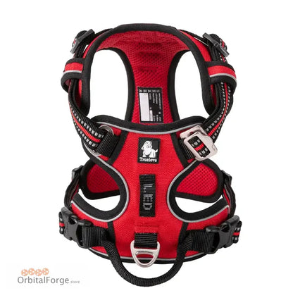 DogDog No Pull Dog Harness - Multiple Colours Reflective Nylon Adjustable Step-In Comfort for All Seasons - RED / XL / 1