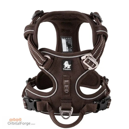 DogDog No Pull Dog Harness - Multiple Colours Reflective Nylon Adjustable Step-In Comfort for All Seasons - BROWN / S