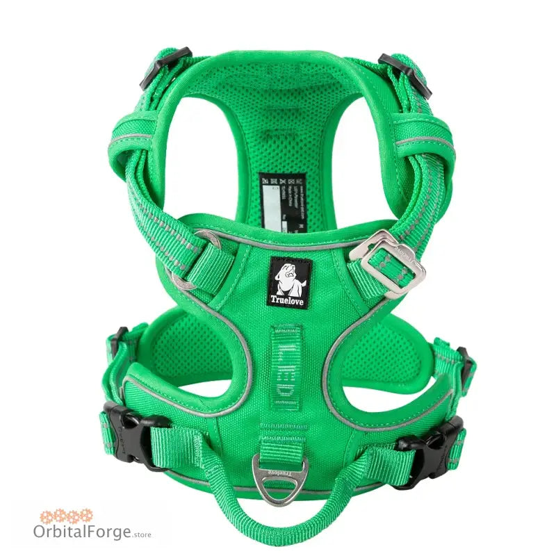 DogDog No Pull Dog Harness - Multiple Colours Reflective Nylon Adjustable Step-In Comfort for All Seasons - GRASSGREEN