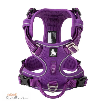 DogDog No Pull Dog Harness - Multiple Colours Reflective Nylon Adjustable Step-In Comfort for All Seasons - PURPLE / XS