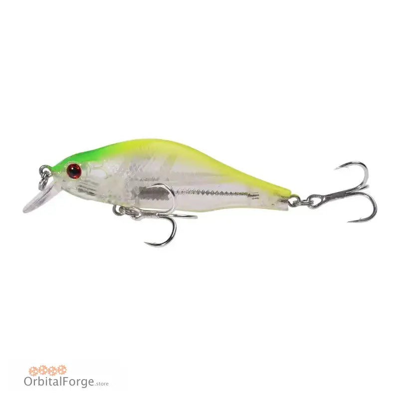 Fishing lure with green-to-silver gradient, durable hard plastic minnow lure design