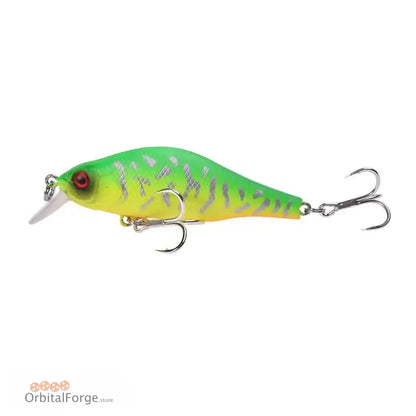 Green and yellow durable hard plastic swimbait for catching Pike with treble hooks