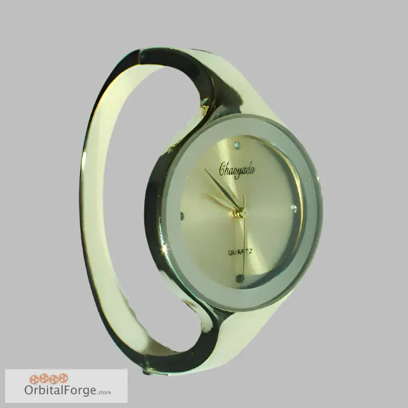 Elegant Women’s Cuff Watch featuring a minimalist design and stainless steel bracelet