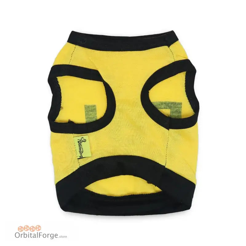 Yellow and black pet vest with cutout design.